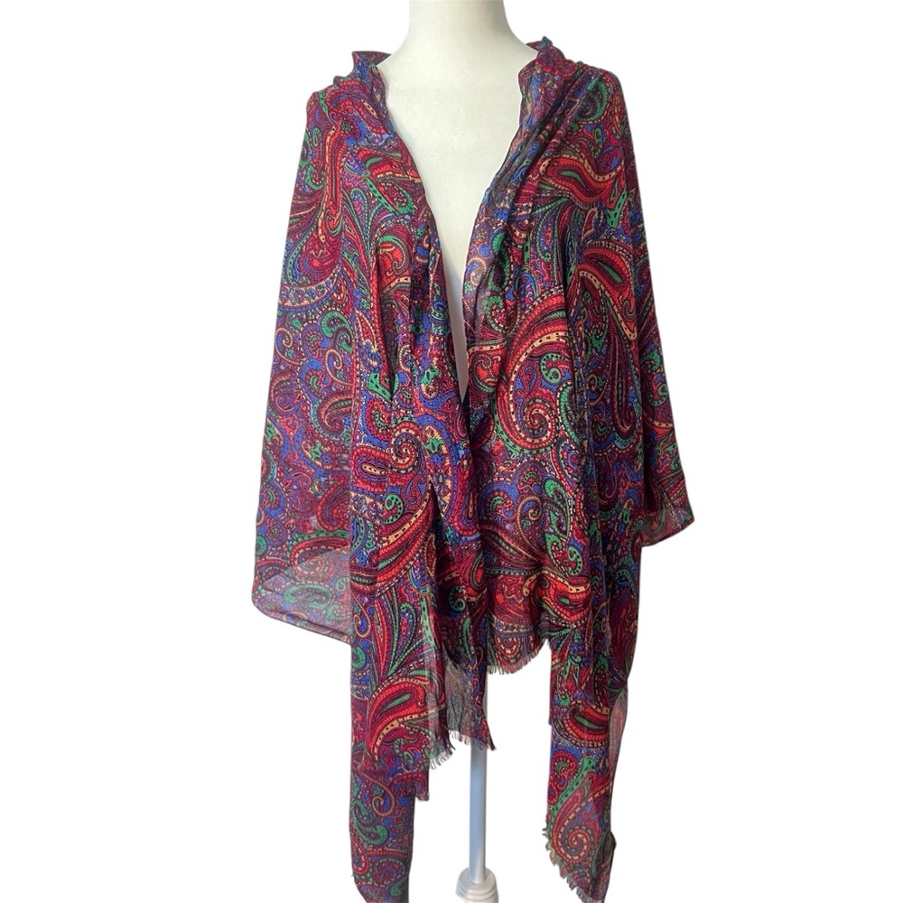 Talbots Colorful Paisley Lightweight Shawl Wrap Scarf